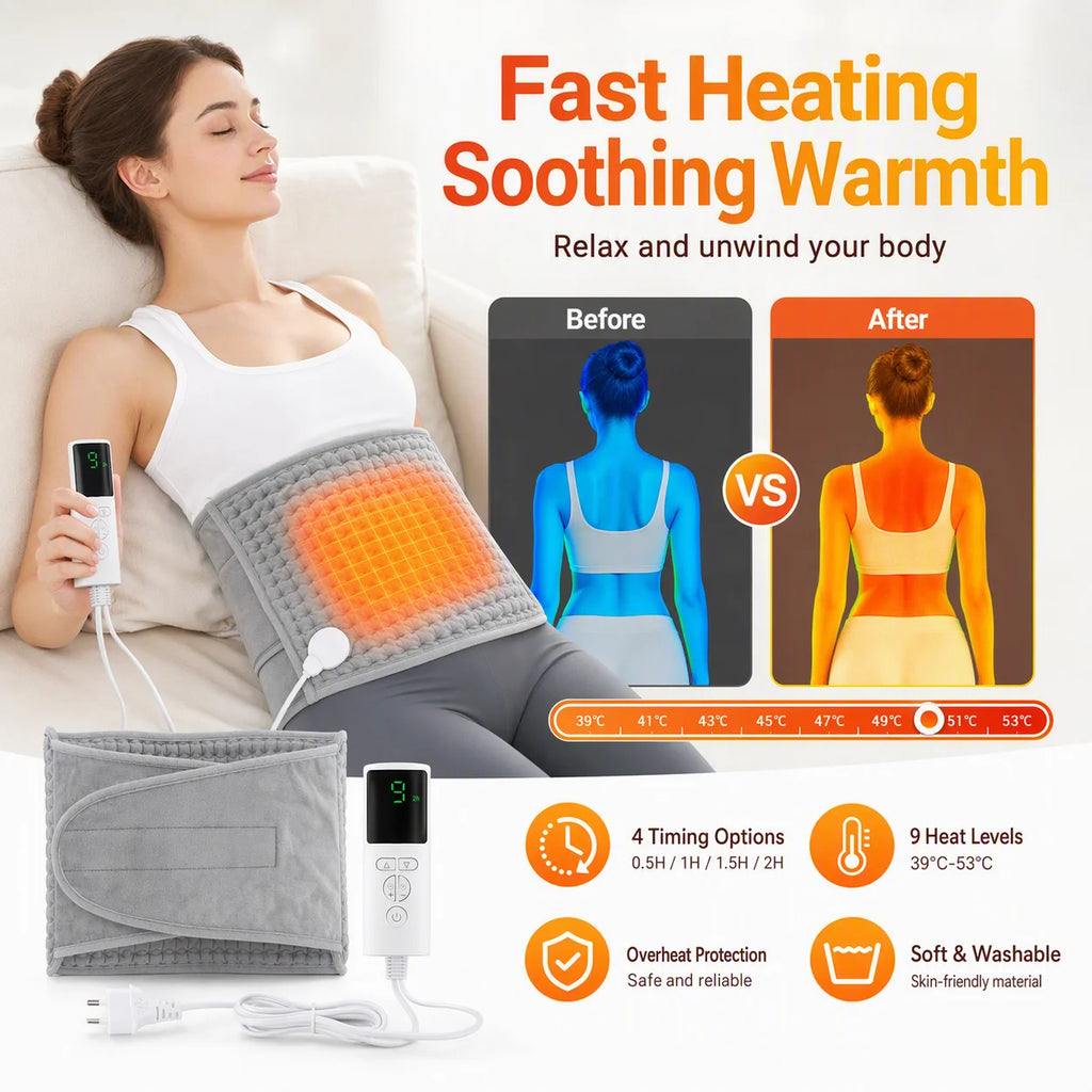 Electric Heated Waist Wrap for Pain Relief and Warmth