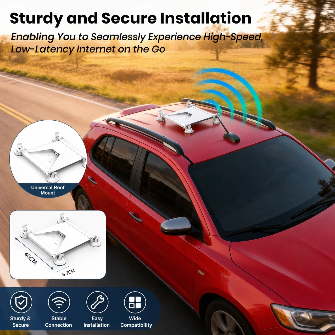 Suction Cup Car Mount for Starlink Mini Sunroof and Window