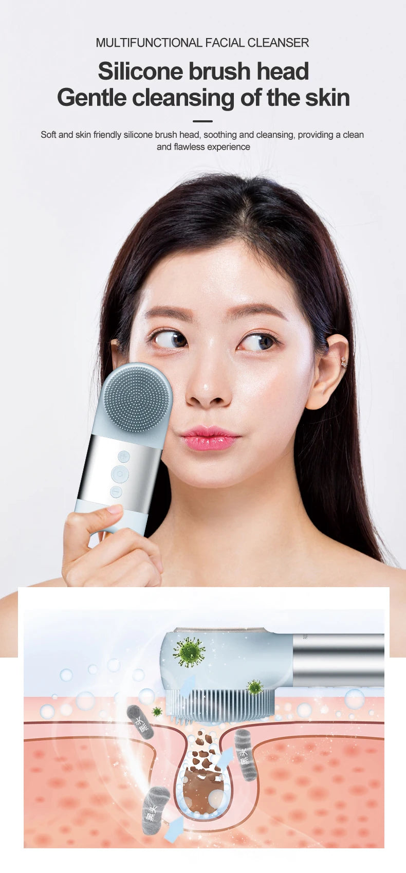 Hot and Cold Facial Cleansing Brush with Massager