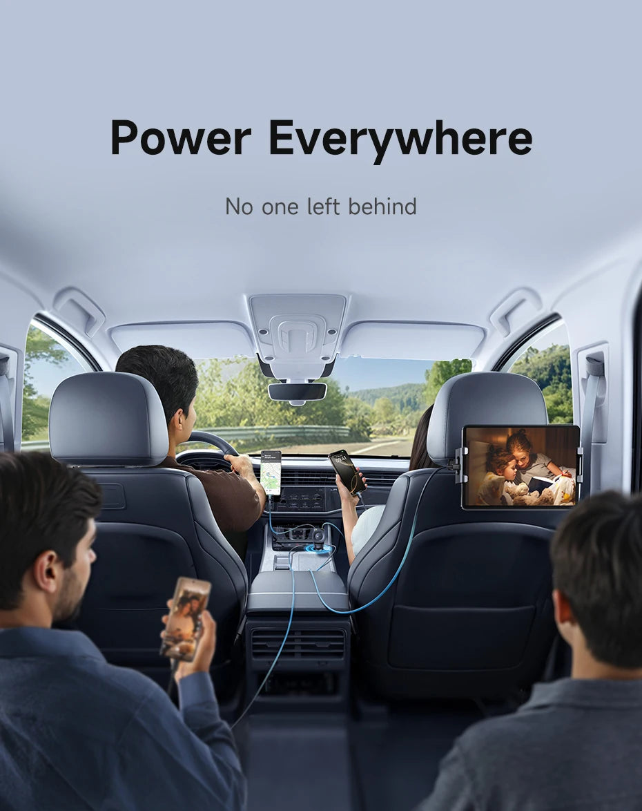 4-Port Fast Car Charger with Retractable Cables