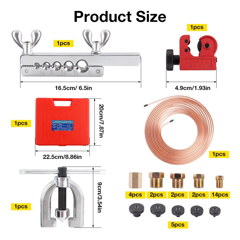 25ft 3/16" Brake Line Tubing and Flaring Tool Kit - 3