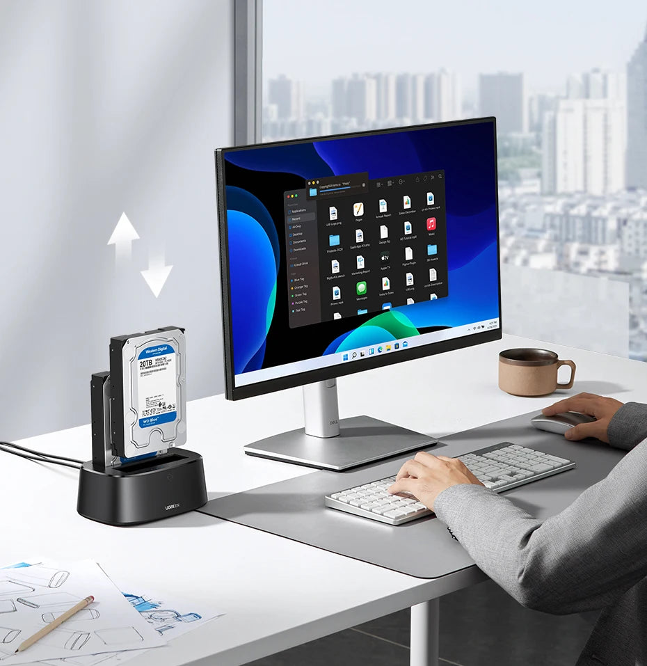 Dual-Bay Hard Drive Docking Station for 2.5/3.5 Inch SATA HDD SSD