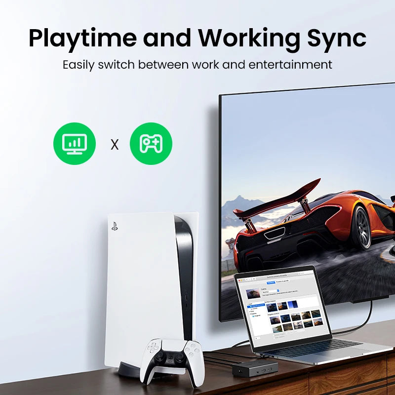 4K 60Hz HDMI KVM Switch for 2 PCs Sharing Keyboard Mouse and Monitor