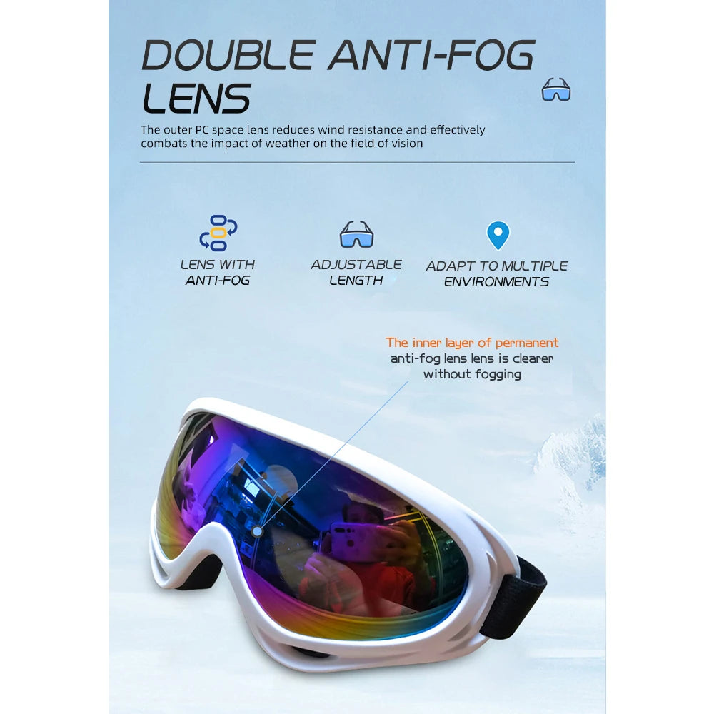 Unisex Windproof Anti Glare Motorcycle Riding and Ski Goggles