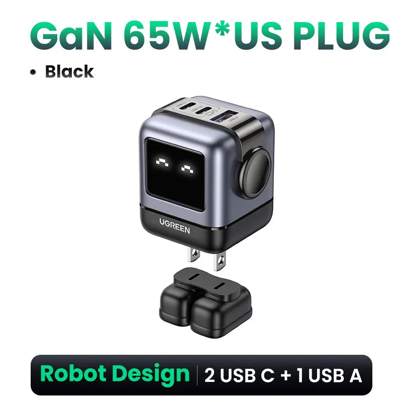 100W GaN Fast Wall Charger with Robot Display for Laptops and Phones - 29