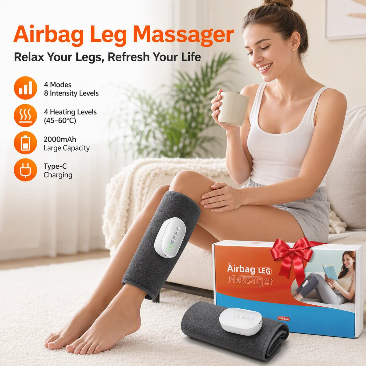 Cordless Air Compression Calf Massager with Heat
