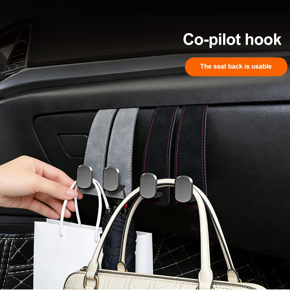 Suede Leather Car Glove Box Hanging Hook for Handbags and Accessories