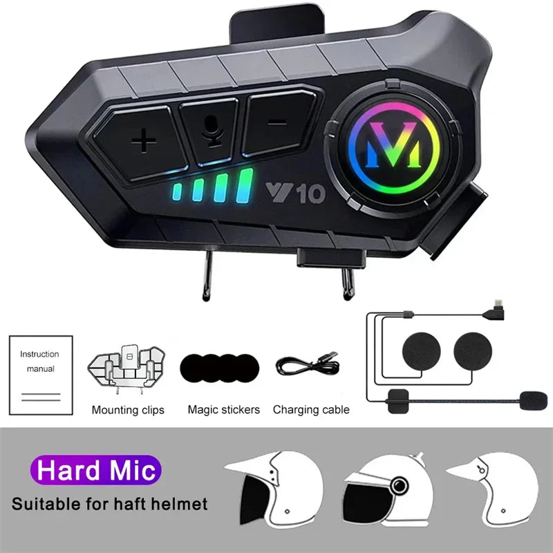 Bluetooth 5.3 Motorcycle Helmet Headset with Voice Control