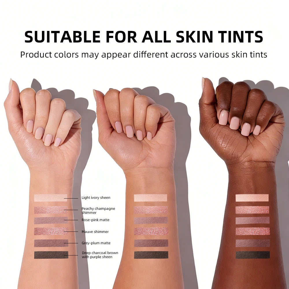 6-Color Soft Pink Neutral Eyeshadow Palette - 6