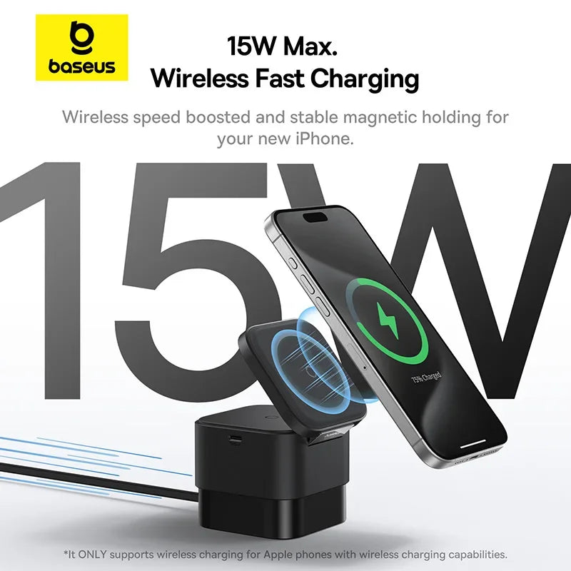 25W 2-in-1 Magnetic Wireless Charging Station for Smartphones - 2