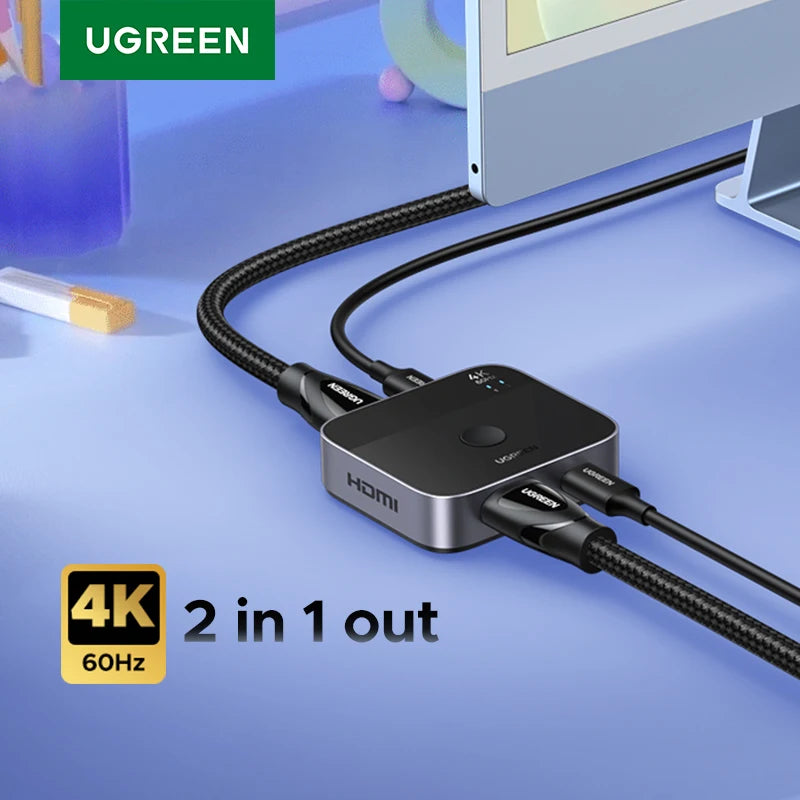4K 60Hz HDMI and USB-C 2-in-1 Switcher for Dual Device Setup