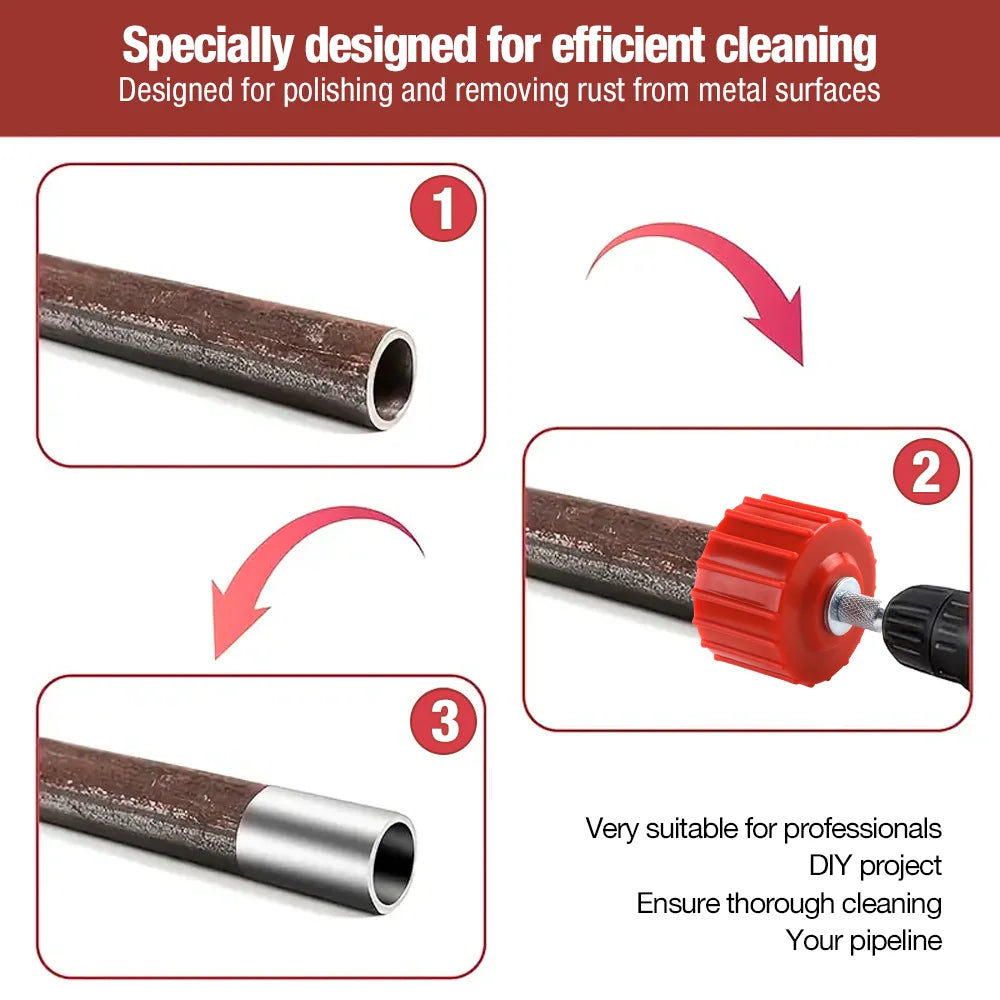 Copper Pipe and Tube Cleaning Brush Set for Electric Drills - 5