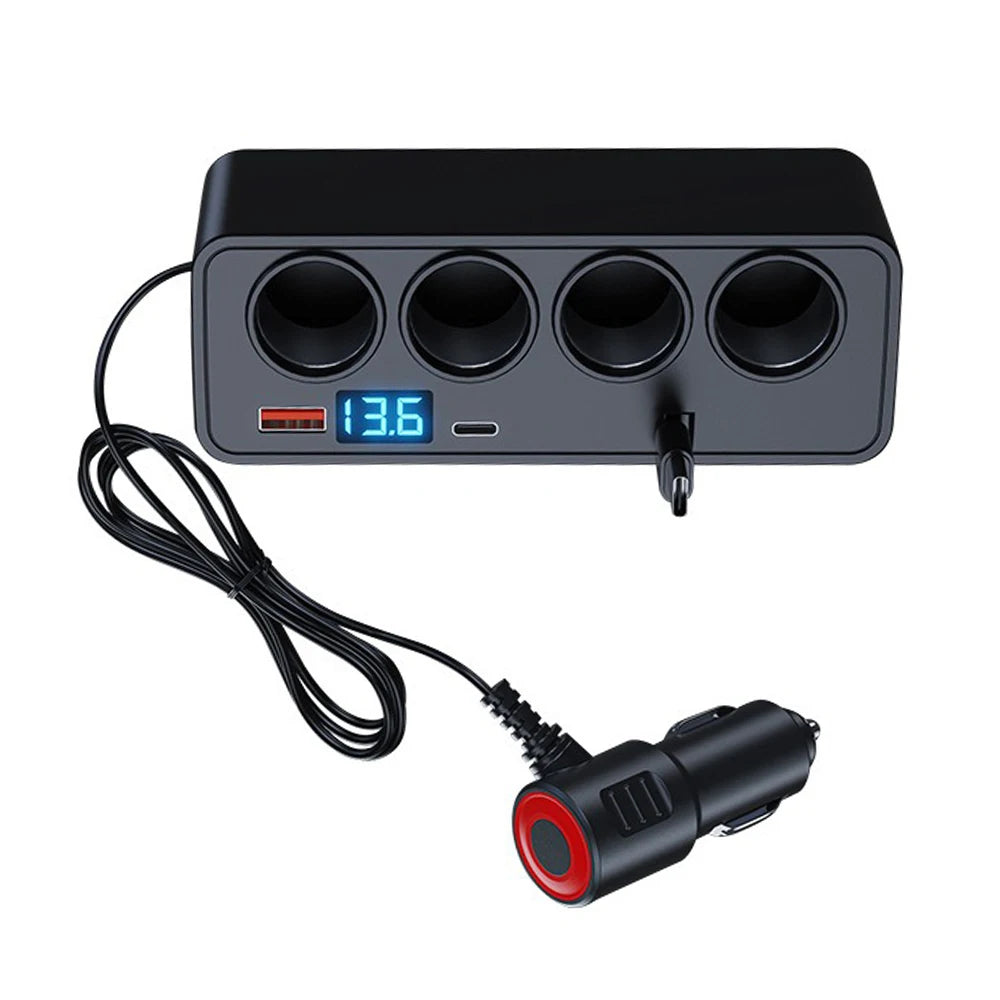 120W 7-in-1 Car Cigarette Lighter Socket Splitter with PD and USB