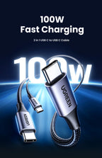 100W 2-in-1 USB-C Fast Charging Cable