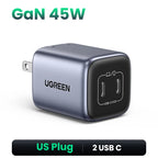 45W Dual USB-C GaN Fast Wall Charger for Smartphones and Tablets
