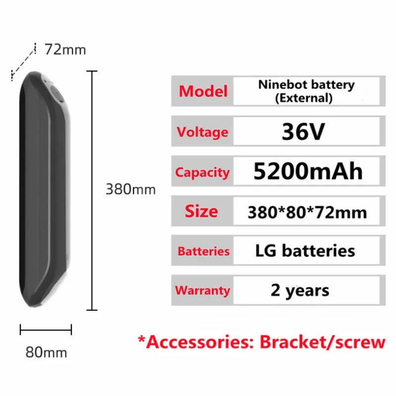 36V 5200mAh Lithium Replacement Battery for Electric Scooters