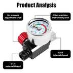 1/4" NPT Air Pressure Regulator with Gauge for Spray Guns