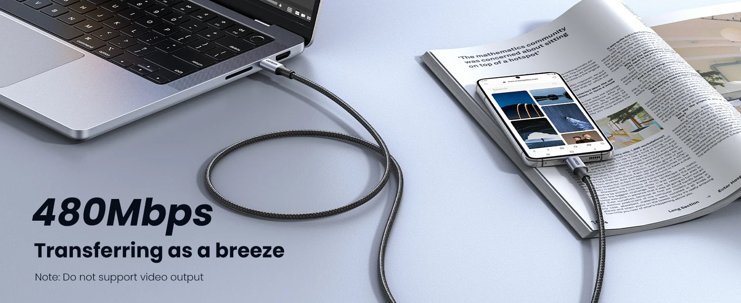 100W USB-C to USB-C Fast Charging and Data Sync Cable - 12