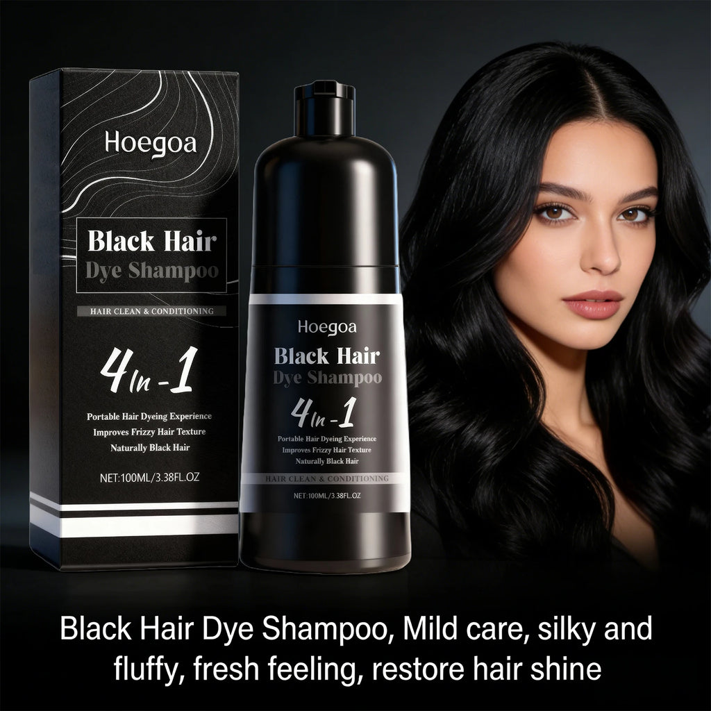 4-in-1 Instant Black Hair Dye Shampoo for Gray Coverage