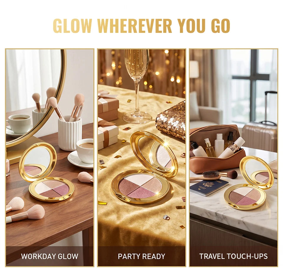 4-Color Highlighting and Contouring Face Makeup Palette