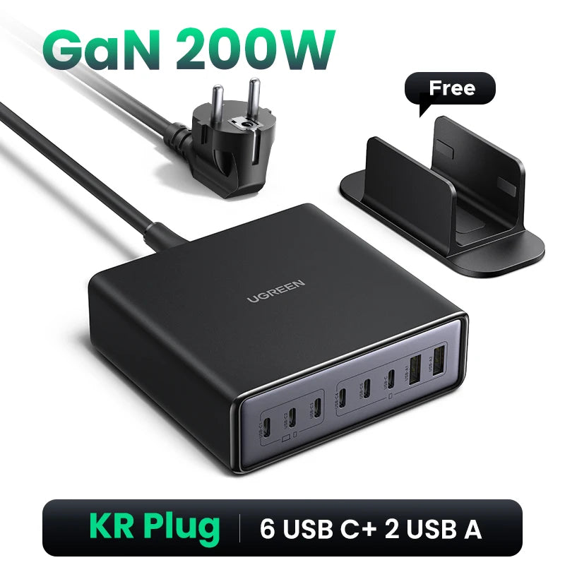 200W GaN 8-in-1 Desktop Fast Charging Station