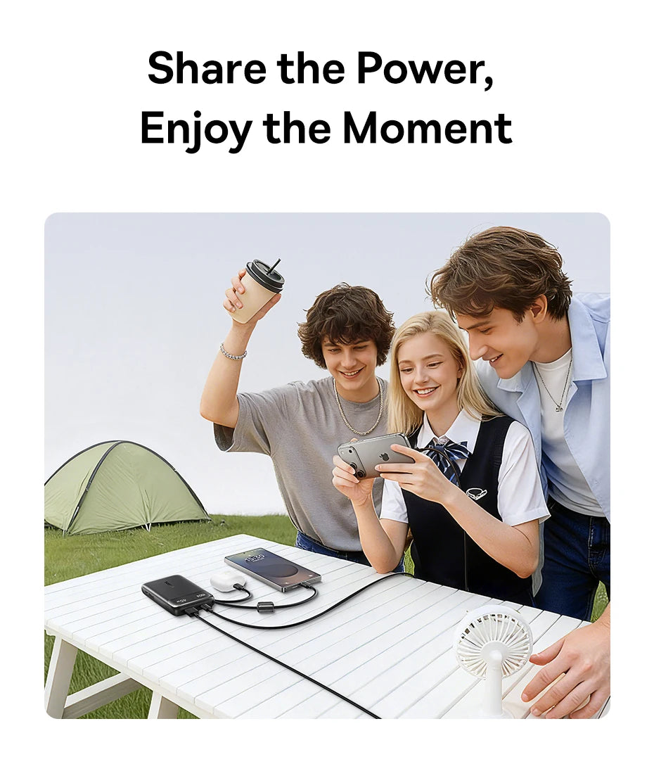 45W Fast Charging Power Bank with Dual Built-in USB-C Cables - 20