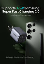 45W Dual USB-C GaN Fast Wall Charger for Smartphones and Tablets