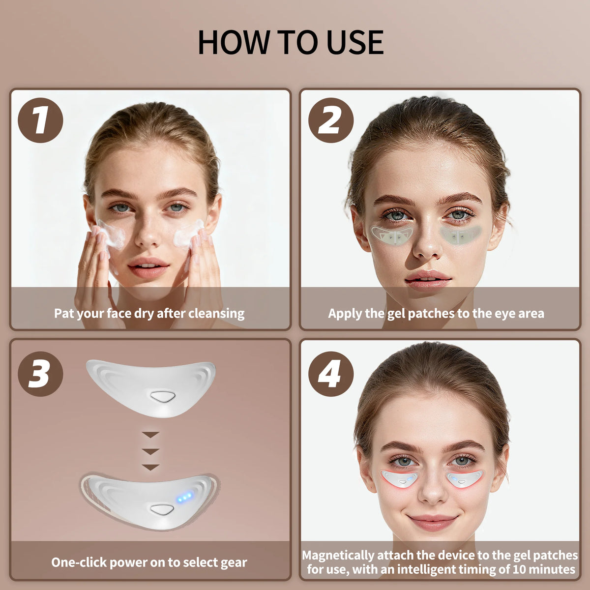 Red Light Microcurrent Eye Massager for Dark Circles and Puffiness