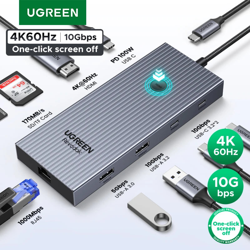 9-in-1 USB-C Hub 4K 60Hz Docking Station with 100W Power Delivery - 1