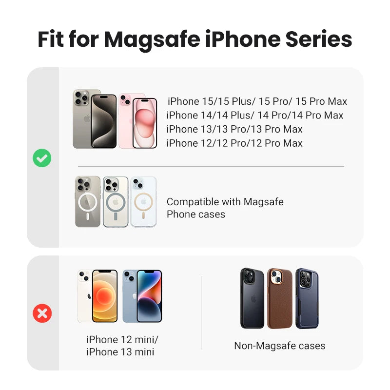 Magnetic Phone Card Holder Wallet with Kickstand for iPhone