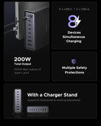 200W GaN Desktop Fast Charging Station for Laptops and Phones