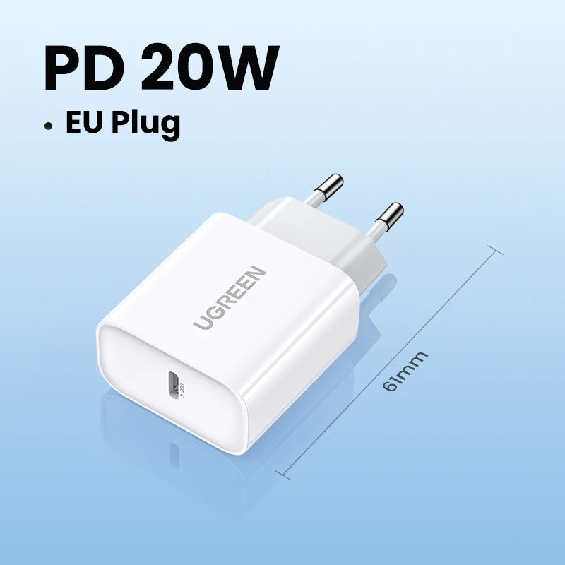 20W USB-C PD Fast Wall Charger for Smartphones and Tablets