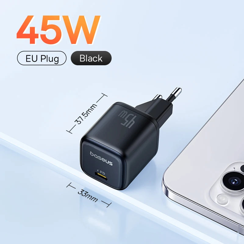 45W GaN Fast USB-C Wall Charger for Smartphones and Tablets