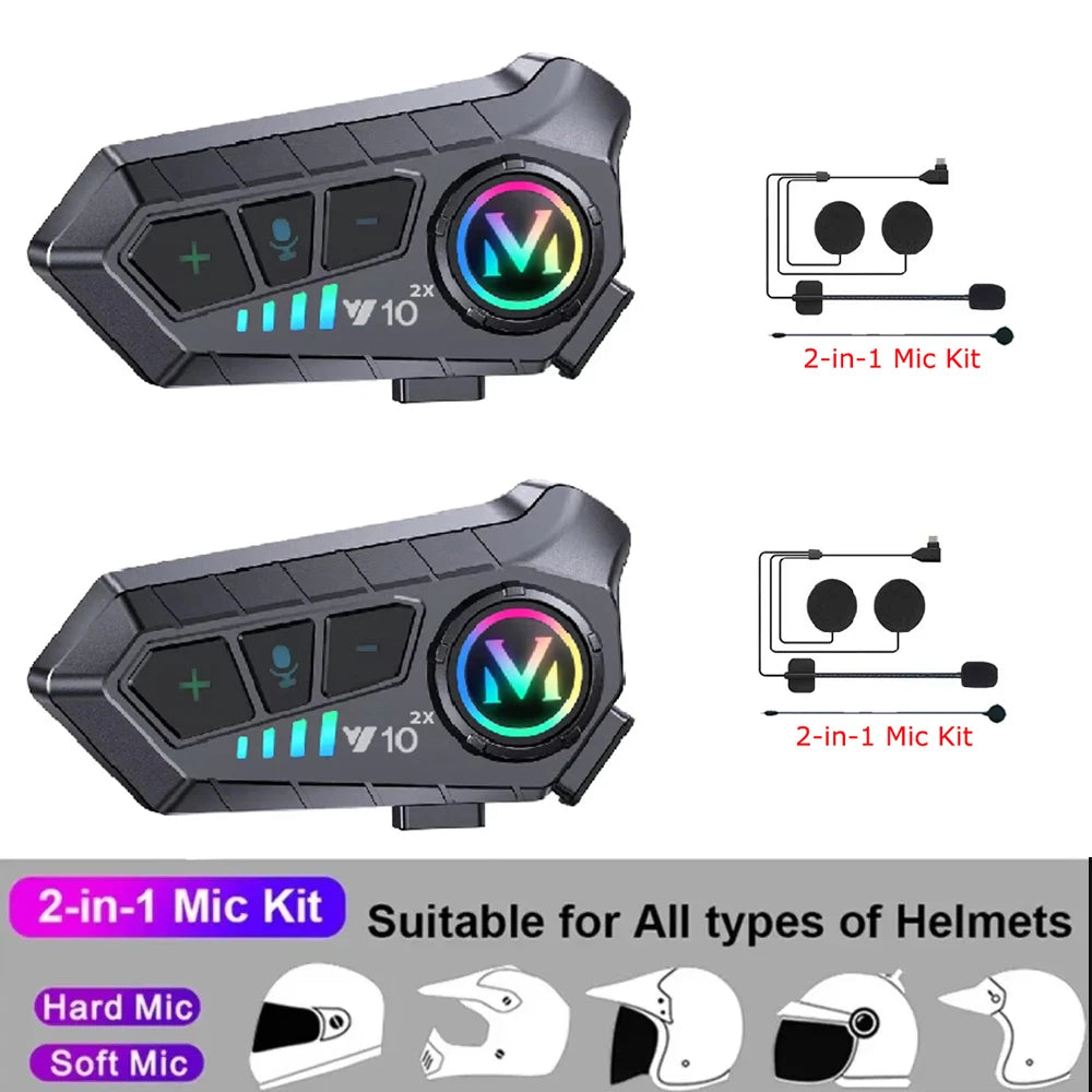 Bluetooth 5.3 Motorcycle Helmet Intercom Headset for 2 Riders - 15