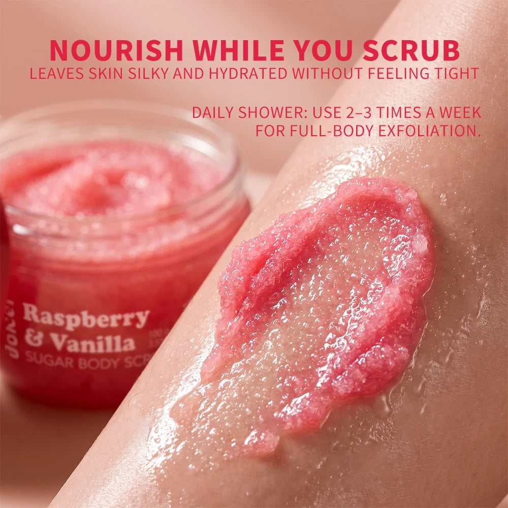 Raspberry Vanilla Sugar Body Scrub for Exfoliation