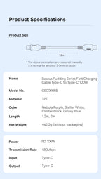 100W USB-C to USB-C Fast Charging Data Cable