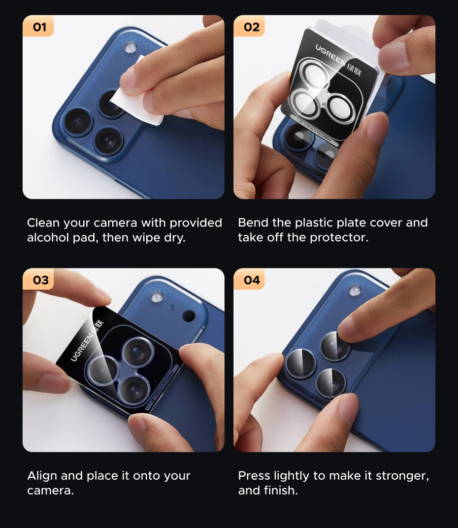 Full Coverage Tempered Glass Screen and Lens Protector for iPhone 17