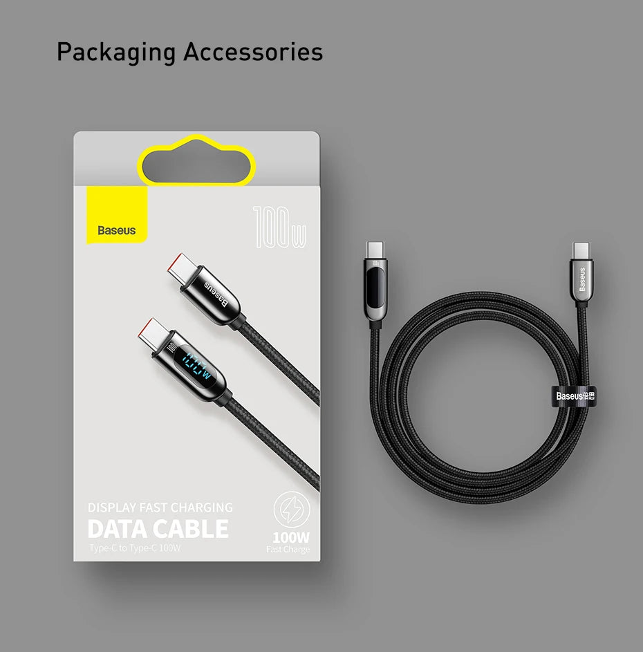 100W USB-C Fast Charging Cable with Digital Power Display