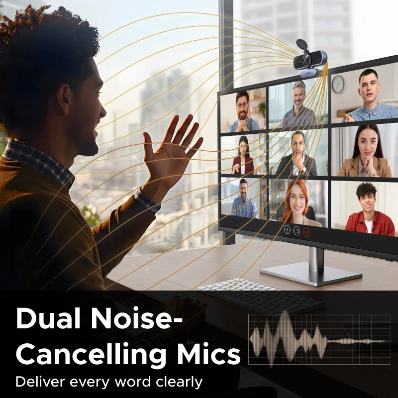 4K UHD Autofocus Webcam with Dual Noise-Cancelling Microphones - 4