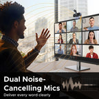 4K UHD Autofocus Webcam with Dual Noise-Cancelling Microphones
