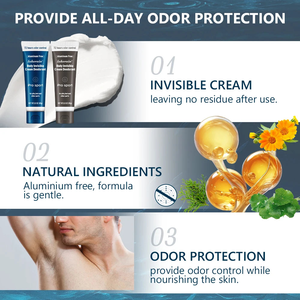 All-Over Invisible Cream Deodorant for 72-Hour Odor Protection