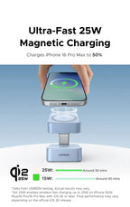 Qi2 2-in-1 Magnetic Wireless Charging Stand for Phones and Earbuds