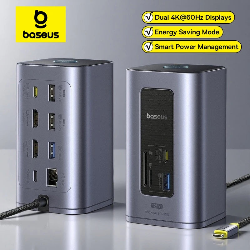 12-in-1 USB-C Docking Station with Dual 4K HDMI and 100W Power Delivery - 1