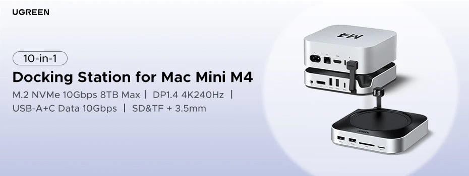 11-in-1 Docking Station with NVMe SSD Enclosure for Mac Mini - 7