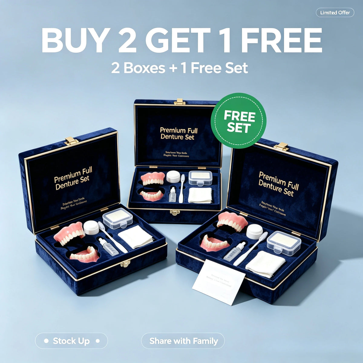 All-in-One Full Mouth Denture and Cleaning Care Kit