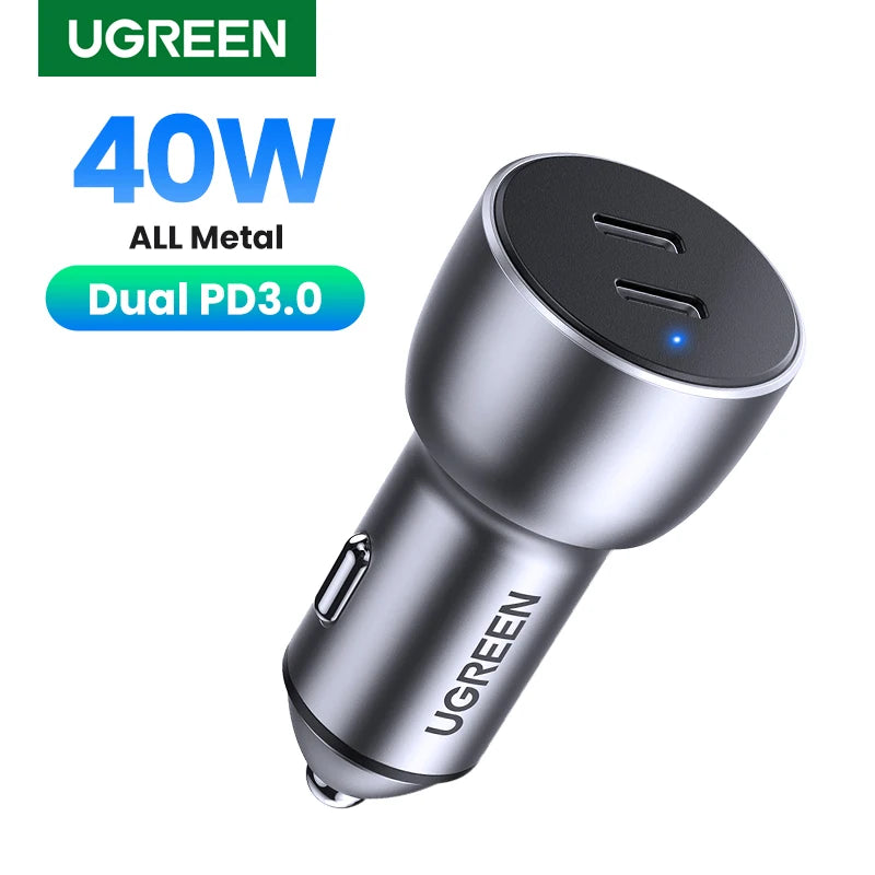 36W Dual Port USB-C PD Fast Car Charger