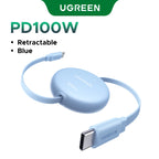100W Retractable USB-C to USB-C Fast Charging Data Cable