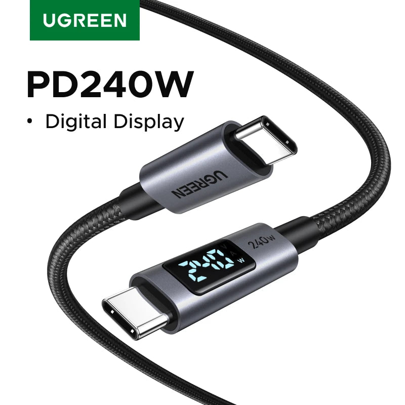 240W USB-C Fast Charging Cable with Real-Time Digital Display - 1