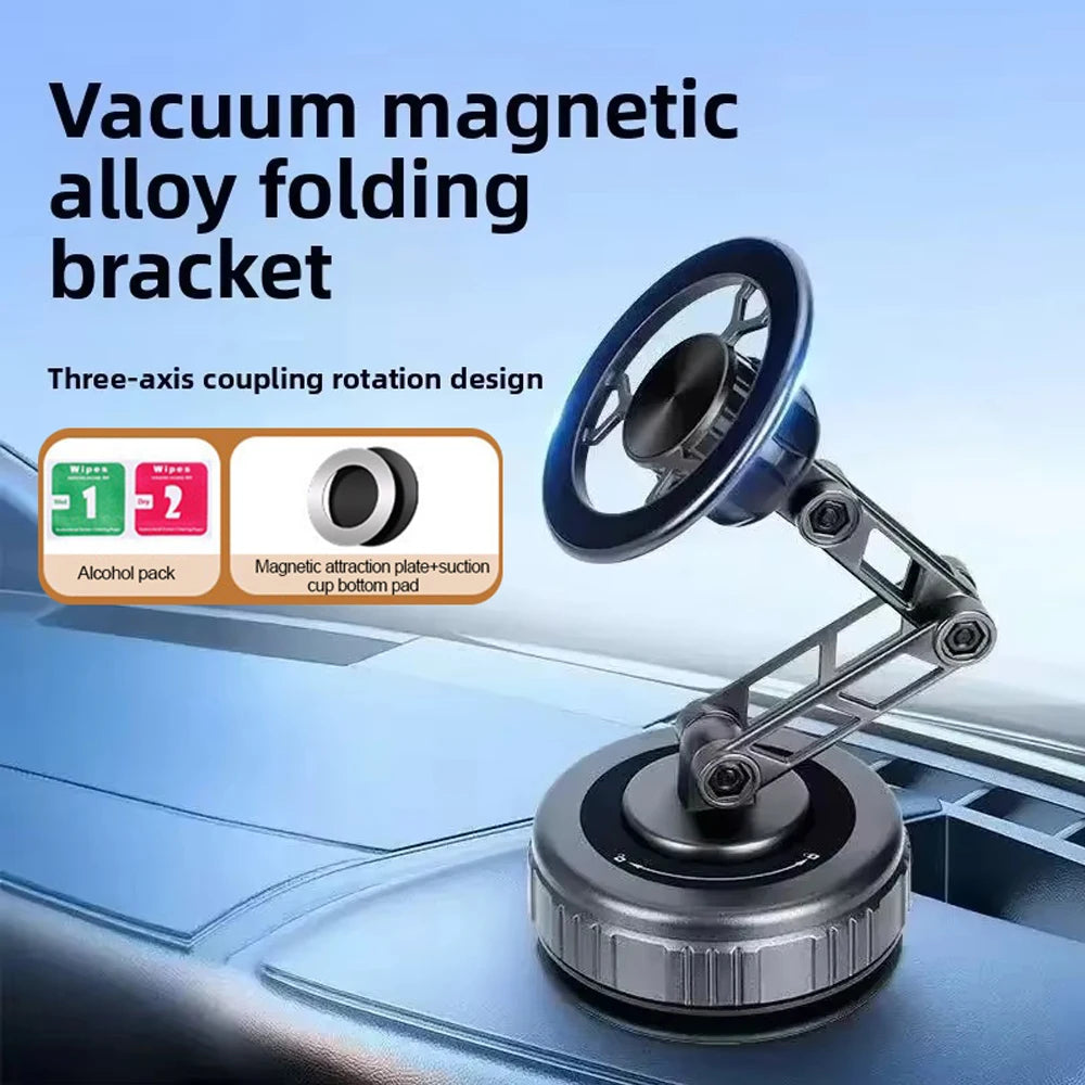 Magnetic Car Phone Holder with Vacuum Sucker and 360 Degree Rotation