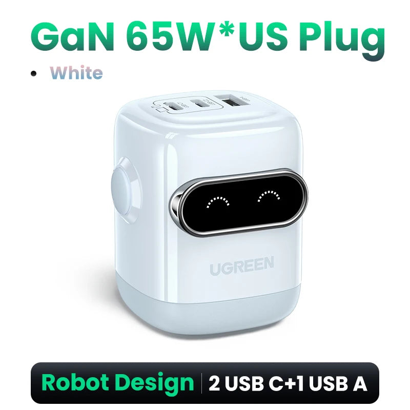65W GaN Fast Wall Charger with Robot Display - 21